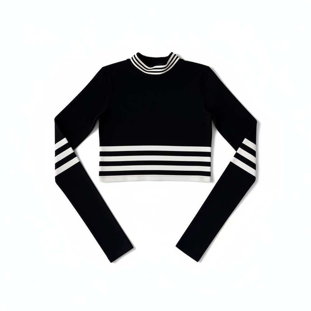 FREE PEOPLE Movement Triumph Stripe Crop Top Women's Medium Black Athleisure Y2K - Picture 1 of 13